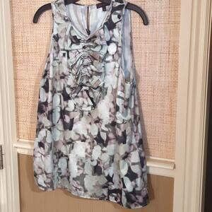 The Limited Muted Gray/Mauve Ruffle Front Sleeveless Blouse Women's Size L